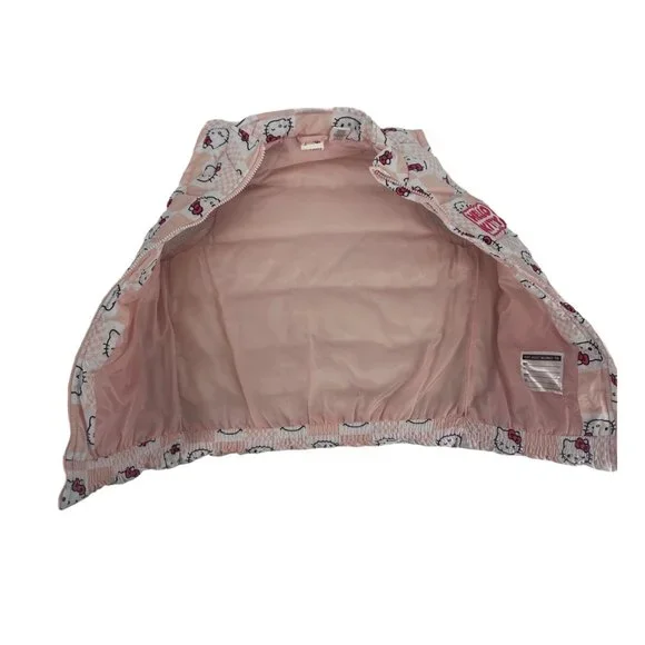 NWT Hello Kitty Girls Pink All Over Print Puffer Vest Large - Picture 6 of 8